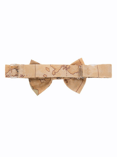 Boys Dark Beige Map Bow Tie