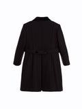 Classic Navy Blue Wool Coat with Velvet Collar