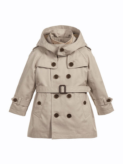 Beige Hooded Baby Trench Coat