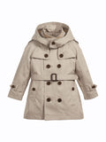 Beige Hooded Baby Trench Coat