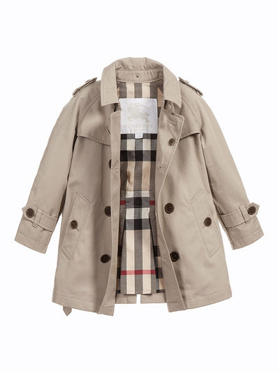 Beige Hooded Baby Trench Coat