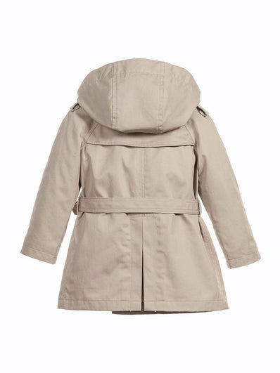 Beige Hooded Baby Trench Coat