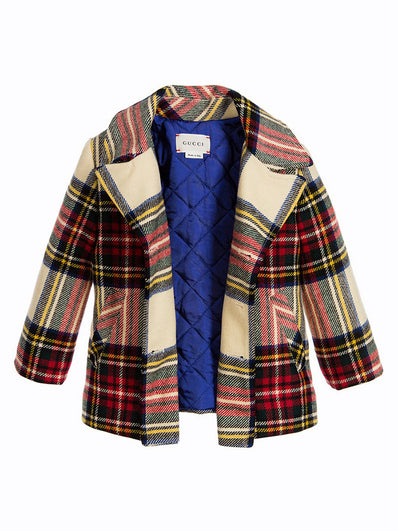 Baby Boys Wool Tartan Padded Coat