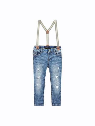 Boys Blue Denim Slim Fit Jeans & Braces