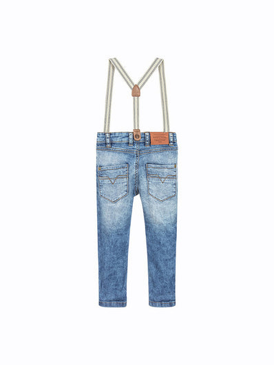 Boys Blue Denim Slim Fit Jeans & Braces