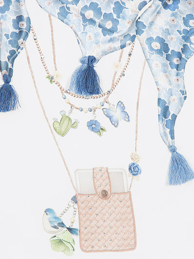 Girls Ivory Scarf Print T-Shirt