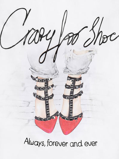 Girls White Satin T-Shirt with Red Shoes