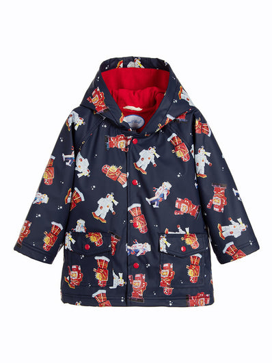 Boys Navy Blue Robot Print Raincoat