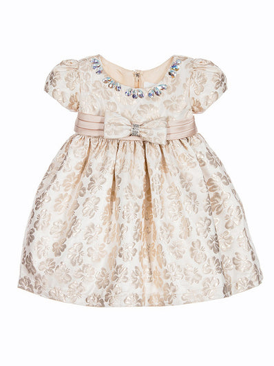 Baby Girls Brocade Dress with Diamanté