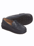 Navy Blue Leather 'Gommino' Moccasin Shoes