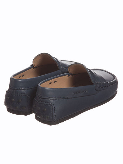 Navy Blue Leather 'Gommino' Moccasin Shoes